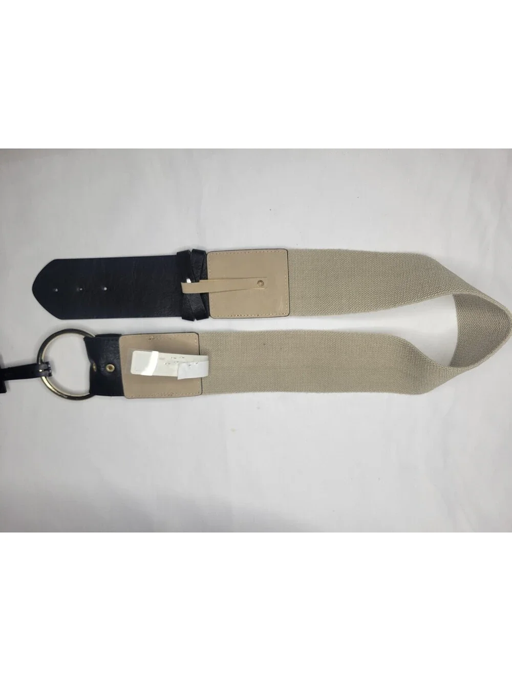 INC International Concepts Womens Waist Belt Wide Stretch Natural Linen Size S/M